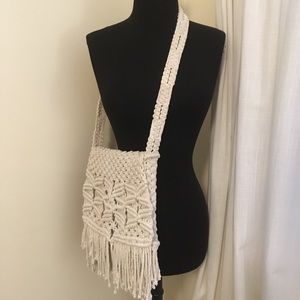 Vintage Boho Macrame Bag - Crossbody Satchel